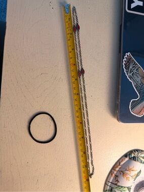 James Avery Silver Chain Necklace with Red Accent Stones